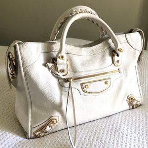 Balenciaga City White Leather Tote